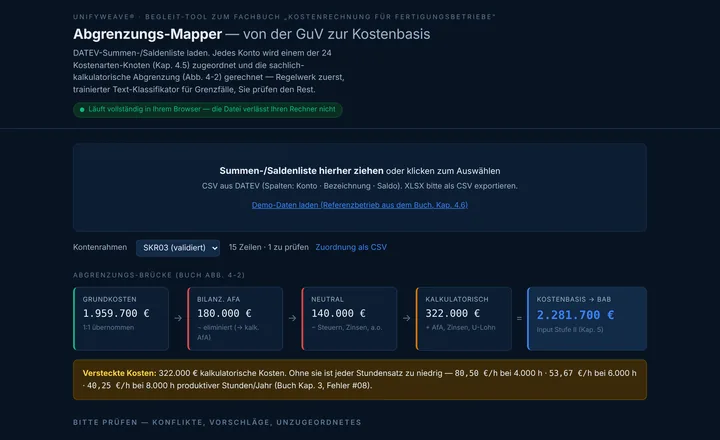 Abgrenzungs-Mapper mit den Demo-Daten des Referenzbetriebs